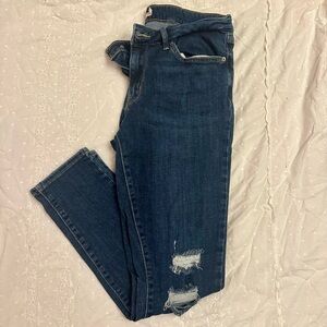 Levi's Blue Skinny Jeans with Faded Distressed Finish